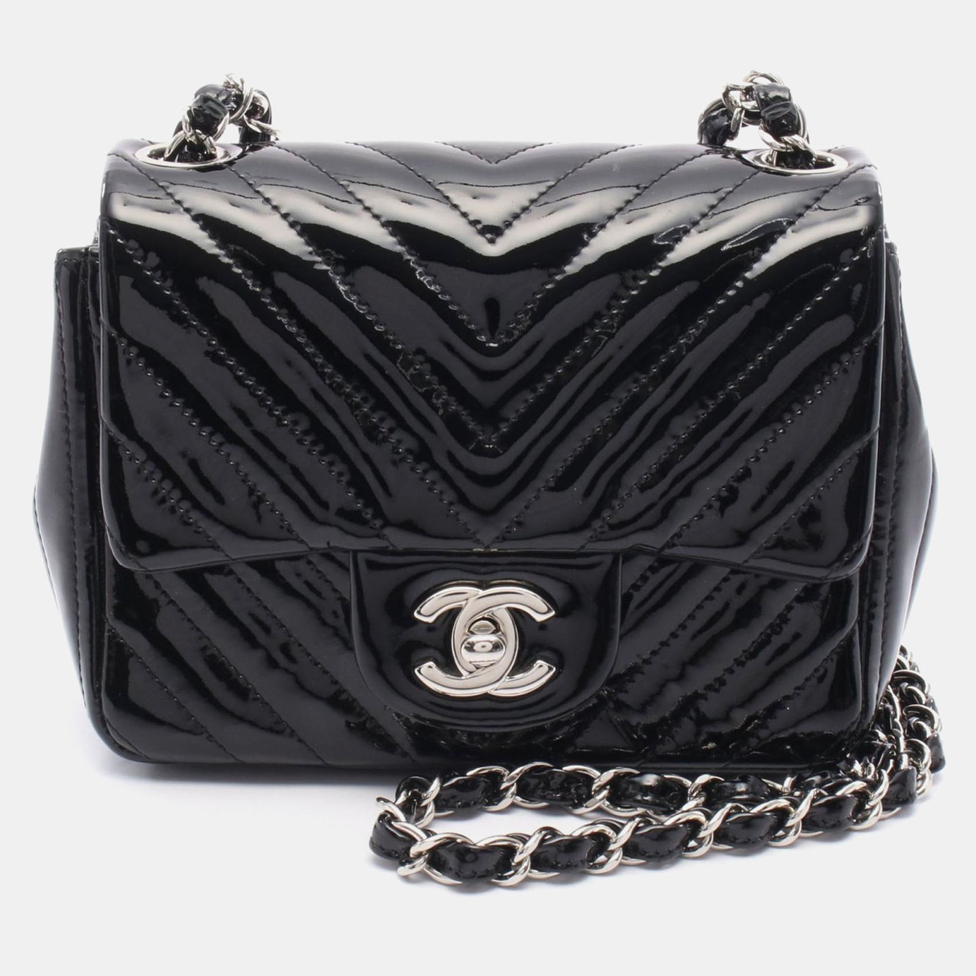 Chanel Chevron Black Patent Leather Chain Shoulder Bag, Handbags - Luxury Closet catalog