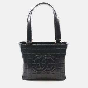 Chanel Chocolate Bar Tote Shoulder Bag Lambskin Leather Black Ghw, Tote Handbags - Luxury Closet catalog