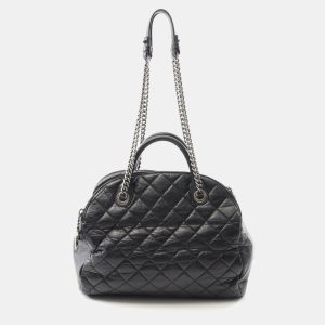 Chanel Classic Black Leather Bowling Bag, Tote Handbags - Luxury Closet catalog