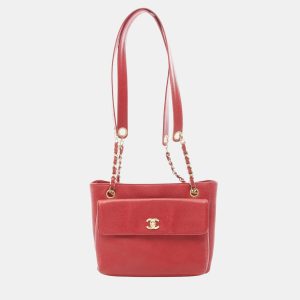Chanel CC Red Leather Chain Shoulder Bag, Tote Handbags - Luxury Closet catalog