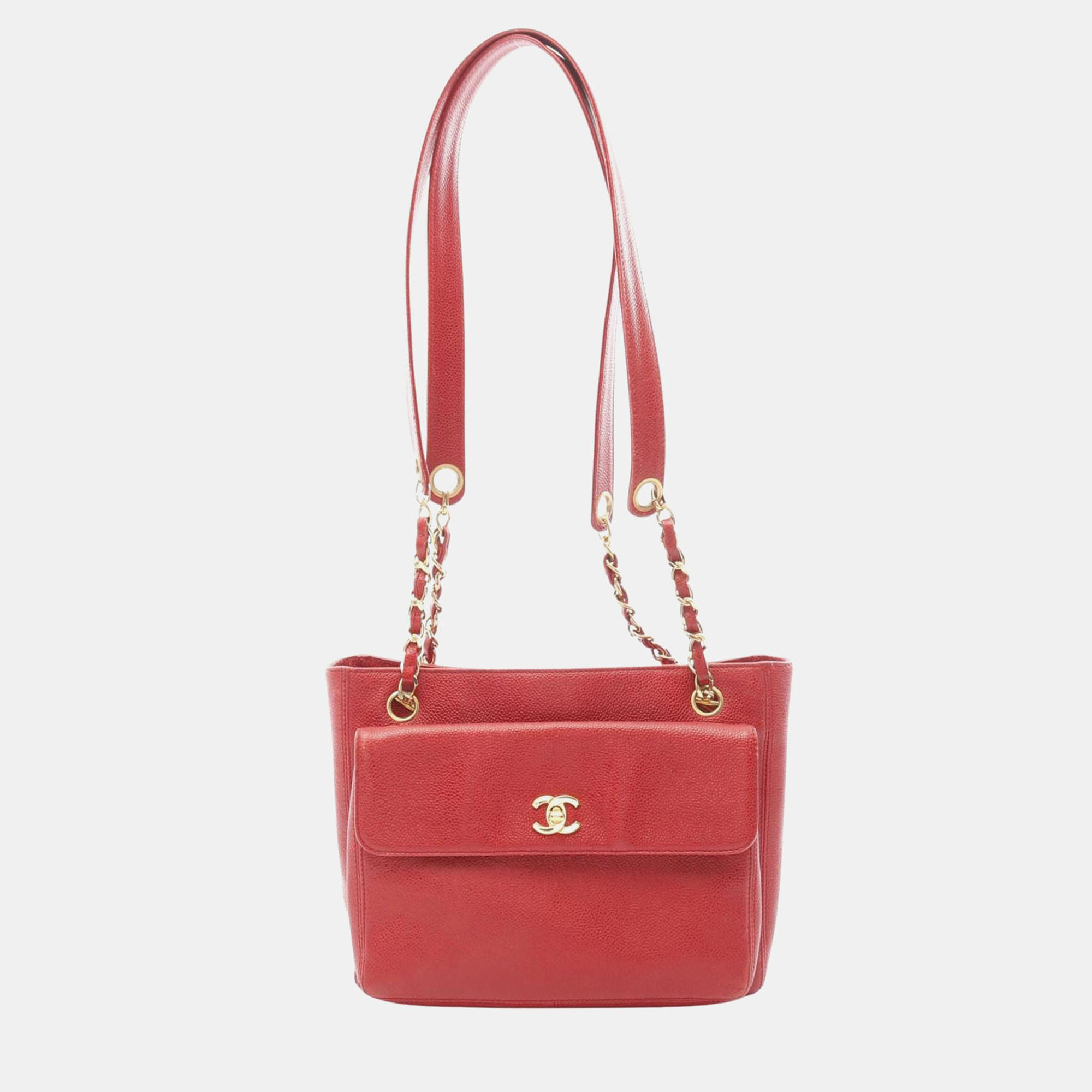 Chanel CC Red Leather Chain Shoulder Bag, Tote Handbags - Luxury Closet catalog