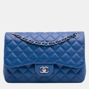 Chanel Classic Double Flap Jumbo Blue Lambskin Shoulder Bag, Shoulder Bags - Luxury Closet catalog