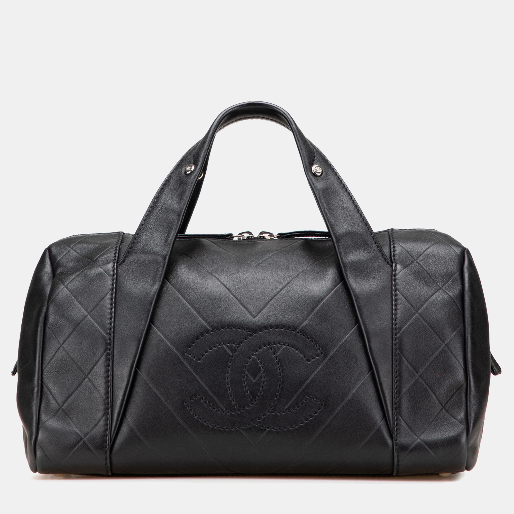 Chanel Black CC Chevron Quilted Lambskin Boston, Satchels - Luxury Closet catalog