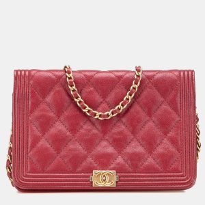 Chanel Red Quilted Caviar Boy Wallet on Chain, Shoulder Bags - Luxury Closet catalog