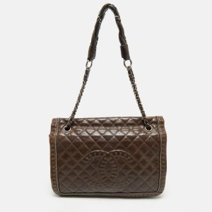 Chanel Dark Brown Quilted Leather Istanbul Accordion Flap Bag, Shoulder Bags - Luxury Closet catalog