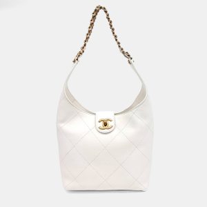 Chanel White Leather Chain Hobo Bag, Shoulder Bags - Luxury Closet catalog