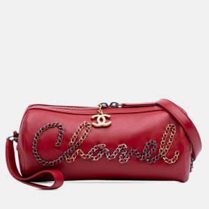 Chanel Red Calfskin Signature Chain 20s Bowling Bag, Shoulder Bags - Luxury Closet catalog