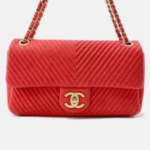 Chanel Chevron Red Leather Chain Shoulder Bag, Handbags - Luxury Closet catalog