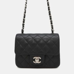 Chanel Square Flap Mini Black Caviar Leather Quilted Shoulder Bag, Handbags - Luxury Closet catalog