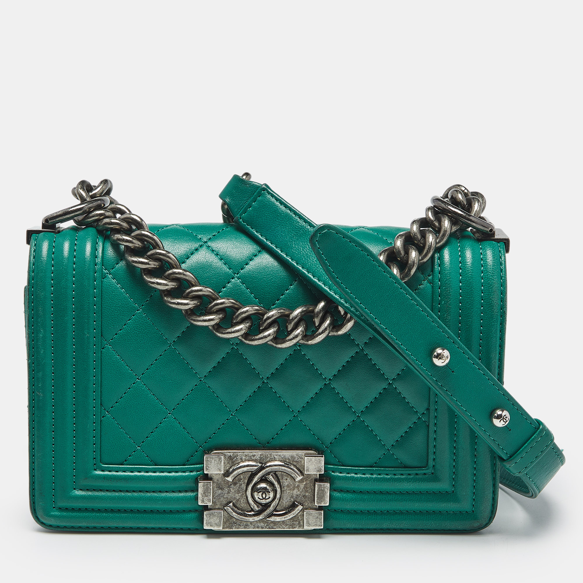 Chanel Green Quilted Leather Small Boy Flap Bag, Shoulder Bags - Luxury Closet catalog