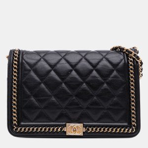 Chanel Black Quilted Calfskin Chain Around Boy Wallet on Chain, Shoulder Bags - Luxury Closet catalog