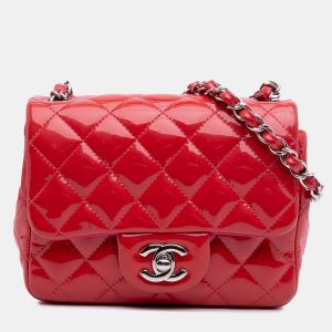 Chanel Red Mini Square Classic Patent Single Flap, Shoulder Bags - Luxury Closet catalog