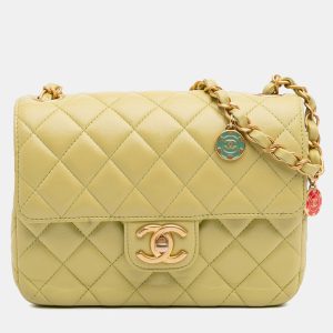 Chanel Green Mini Square Lambskin Casino Royale Charms Single Flap, Shoulder Bags - Luxury Closet catalog