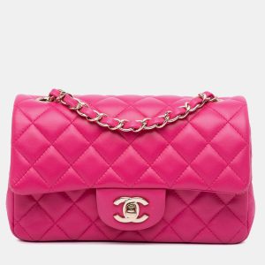 Chanel Pink Mini Rectangular Classic Lambskin Single Flap, Shoulder Bags - Luxury Closet catalog