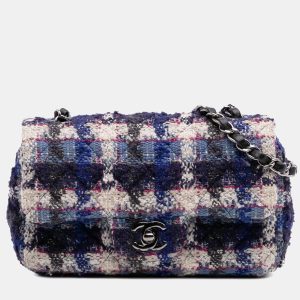 Chanel Blue Mini Rectangular Classic Tweed Single Flap, Shoulder Bags - Luxury Closet catalog