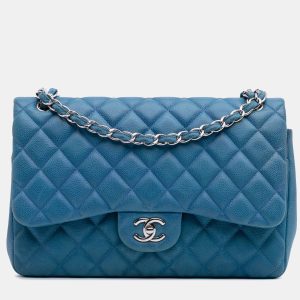 Chanel Blue Jumbo Classic Caviar Double Flap, Shoulder Bags - Luxury Closet catalog