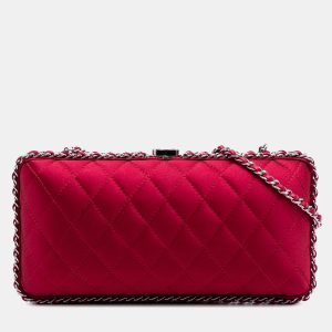 Chanel Red Quilted Satin Chain Around Clutch, Shoulder Bags - Luxury Closet catalog