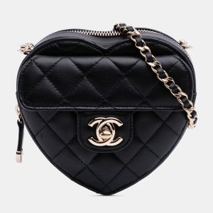 Chanel Black Mini Lambskin CC in Love Heart Crossbody, Shoulder Bags - Luxury Closet catalog