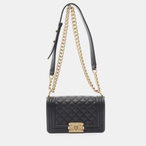 Chanel Boy Small Black Leather Chain Shoulder Bag, Handbags - Luxury Closet catalog