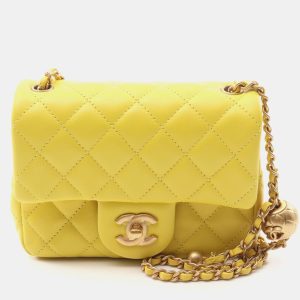 Chanel Pearl Crush Mini Yellow Lambskin Chain Shoulder Bag, Handbags - Luxury Closet catalog