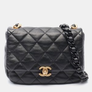 Chanel Matelasse Black Leather Crossbody Chain Shoulder Bag, Handbags - Luxury Closet catalog