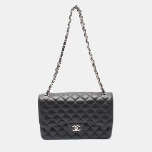 Chanel Classic Double Flap Jumbo Black Calfskin Chain Shoulder Bag, Handbags - Luxury Closet catalog