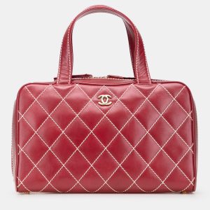 Chanel Red CC Lambskin Wild Stitch Handbag, Satchels - Luxury Closet catalog