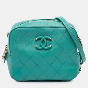 Chanel Blue CC Stitched Calfskin Enamel Camera Bag, Shoulder Bags - Luxury Closet catalog