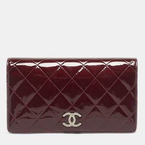 Chanel Burgundy Quilted Patent Leather L Yen Wallet, Wallets & Money Clips - Luxury Closet catalog