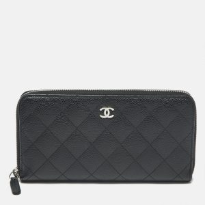 Chanel Black Quilted Caviar Leather CC Zip Around Wallet, Wallets & Money Clips - Luxury Closet catalog