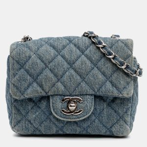 Chanel Blue Mini Square CC Quilted Denim Single Flap, Shoulder Bags - Luxury Closet catalog