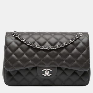 Chanel Grey Jumbo Classic Lambskin Double Flap, Shoulder Bags - Luxury Closet catalog