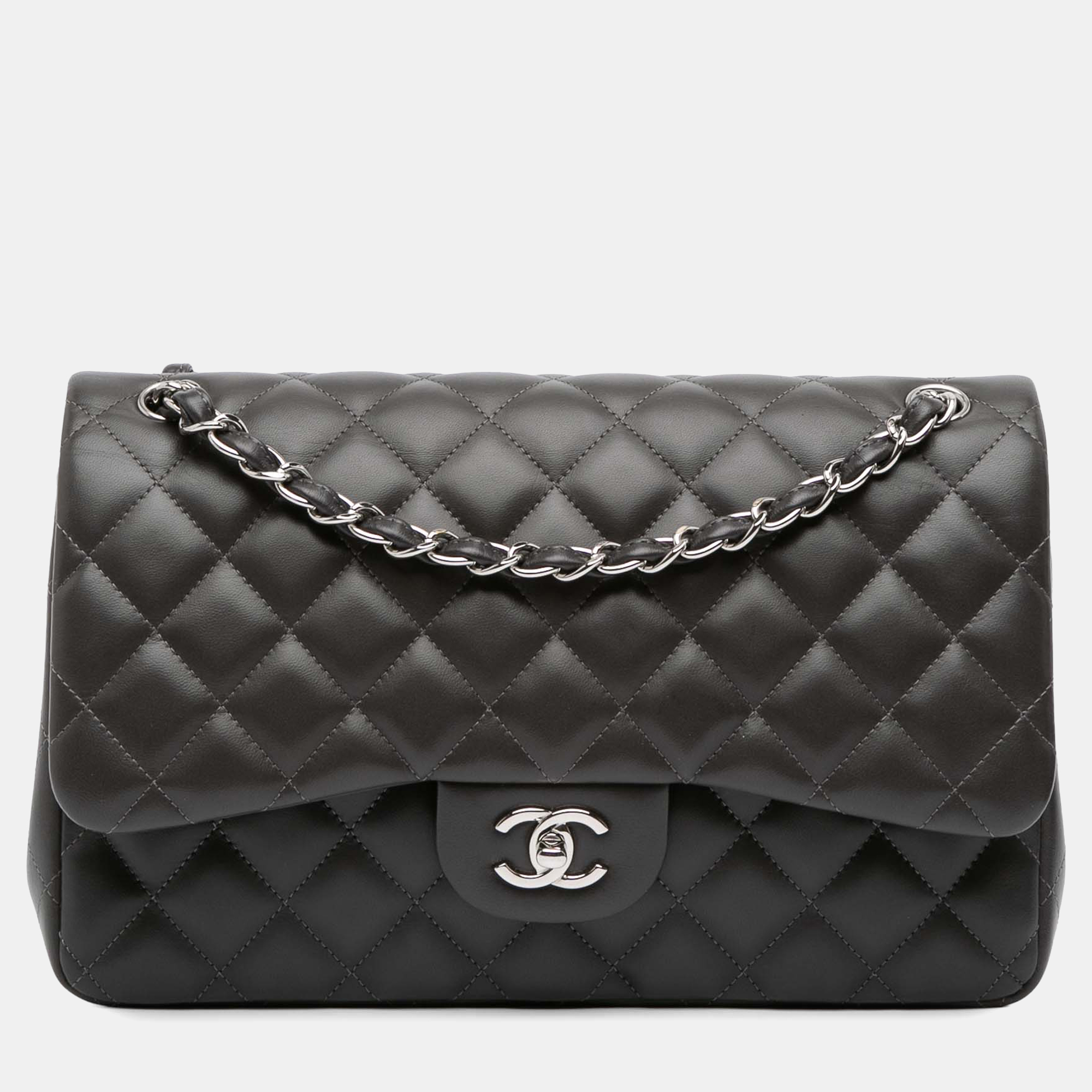 Chanel Grey Jumbo Classic Lambskin Double Flap, Shoulder Bags - Luxury Closet catalog