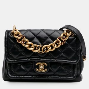 Chanel Black Small Quilted Lambskin Chain Link Flap, Satchels - Luxury Closet catalog