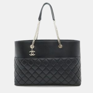 Chanel CC Black Lambskin Leather Chain Tote Bag, Tote Handbags - Luxury Closet catalog