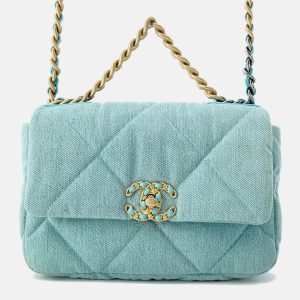 Chanel 19 Turquoise Blue Denim Chain Shoulder Bag, Handbags - Luxury Closet catalog