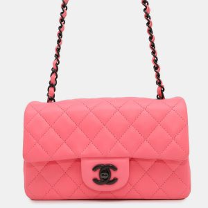 Chanel Single Flap Pink Lambskin Chain Shoulder Bag, Handbags - Luxury Closet catalog