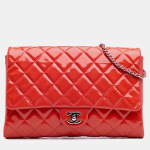 Chanel Red CC Quilted Patent Clutch with Chain, Shoulder Bags - Luxury Closet catalog