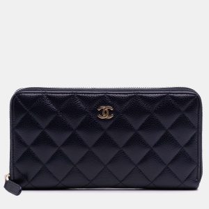 Chanel Blue CC Quilted Caviar Zip Around Long Wallet, Wallets & Money Clips - Luxury Closet catalog