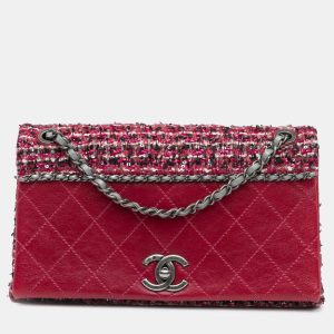 Chanel Red CC Lambskin and Tweed Flap Shoulder Bag, Shoulder Bags - Luxury Closet catalog