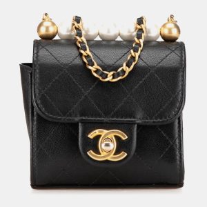 Chanel Black Mini Goatskin Chic Pearls Clutch On Chain, Shoulder Bags - Luxury Closet catalog