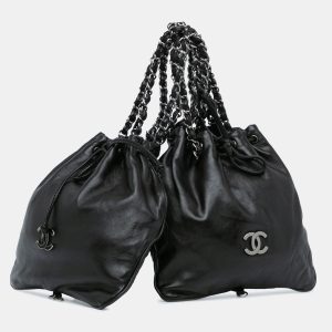 Chanel Black CC Calfskin Dual Twin Chain Handbag, Shoulder Bags - Luxury Closet catalog