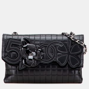 Chanel Black Choco Bar Calfskin No. 5 Camellia CC Shoulder Bag, Shoulder Bags - Luxury Closet catalog
