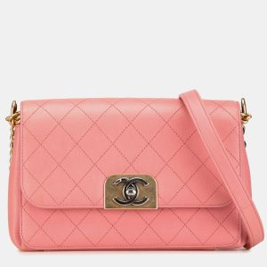 Chanel Pink Quilted Calfskin Straight Lined Flap Bag, Shoulder Bags - Luxury Closet catalog