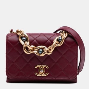 Chanel Red Quilted Calfskin Pearl Jewel Chain Flap, Satchels - Luxury Closet catalog