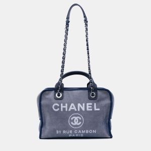 Chanel Blue Large Denim Deauville Bowling Bag, Satchels - Luxury Closet catalog