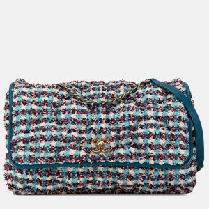 Chanel Blue Maxi Tweed Chesterfield Single Flap, Shoulder Bags - Luxury Closet catalog