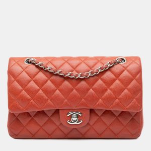 Chanel Orange Medium Classic Caviar Double Flap, Shoulder Bags - Luxury Closet catalog