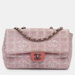 Chanel Pink Medium New Travel Line Nylon Single Flap Bag, Shoulder Bags - Luxury Closet catalog