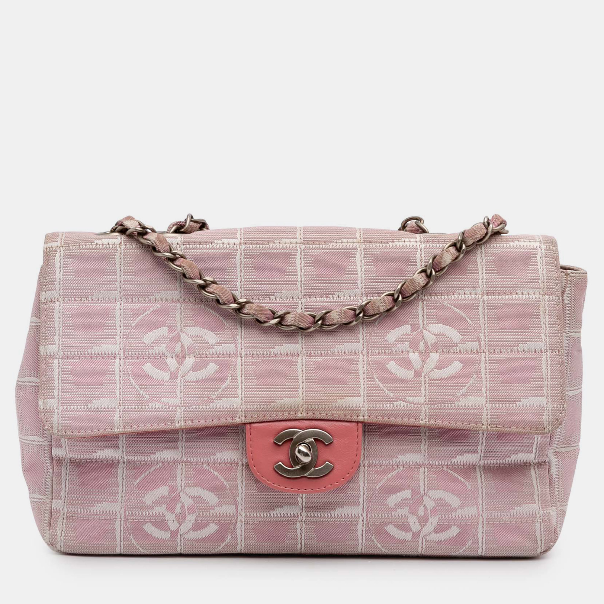 Chanel Pink Medium New Travel Line Nylon Single Flap Bag, Shoulder Bags - Luxury Closet catalog